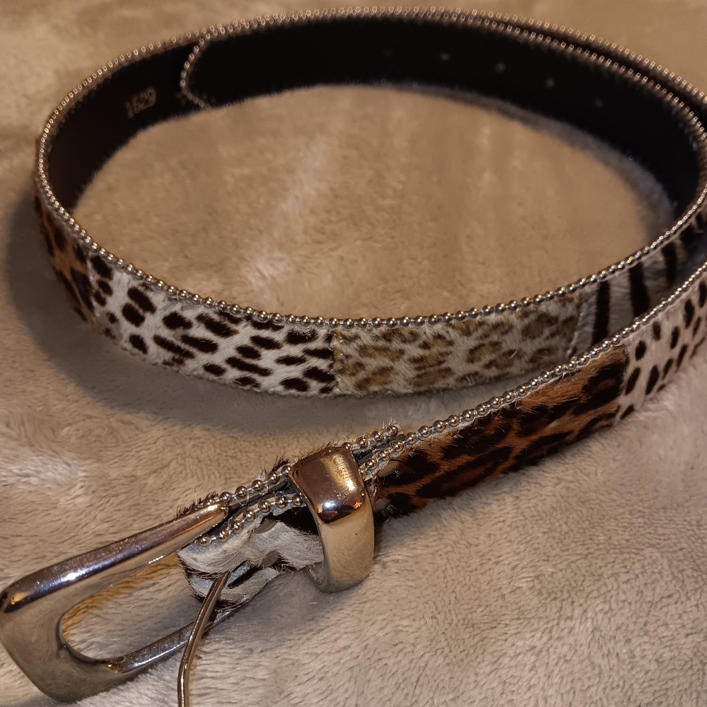 Animal print, belt 36 inches, fur , Elite marked Xl, made in California  A1